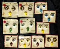 11 Vintage NOS Ceramic Owl Eyes & Beak Bead Sets, Eyes 1.25" Across, Mainly Used Gor Macrame