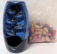 Ceramic Backflow Incense Holder 7" Tall & 20+ Incense Comes