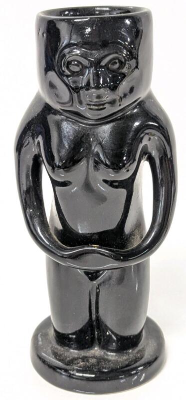 Vintage Mauna Loa Mexico Fertility Goddess Tiki Glass, 7.4" Tall, No Chips or Cracks, Spot of Missing Glaze Where Hands Meet