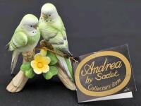 Vintage ANDREA by SADEK Budgerigar Pair Porcelain Figurine, 3.5" Tall, No Chips or Cracks