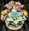 Large CAPODIMONTE Porcelain Floral Centerpiece / Flower Basket, 9.5" Tall, Chips Present - 2