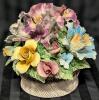Large CAPODIMONTE Porcelain Floral Centerpiece / Flower Basket, 9.5" Tall, Chips Present - 3