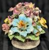 Large CAPODIMONTE Porcelain Floral Centerpiece / Flower Basket, 9.5" Tall, Chips Present - 5