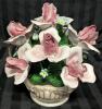 Large CAPODIMONTE Porcelain Floral Centerpiece / Flower Basket, 10" Tall, Chips Present - 2