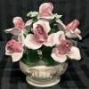 Large CAPODIMONTE Porcelain Floral Centerpiece / Flower Basket, 10" Tall, Chips Present - 4