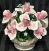 Large CAPODIMONTE Porcelain Floral Centerpiece / Flower Basket, 10" Tall, Chips Present - 7