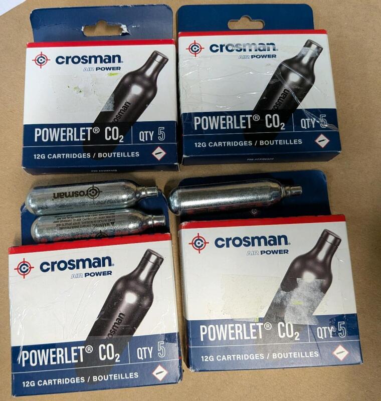 23 New Crosman 12g Cartridge Powerlet C02 Canisters. Retails for $30
