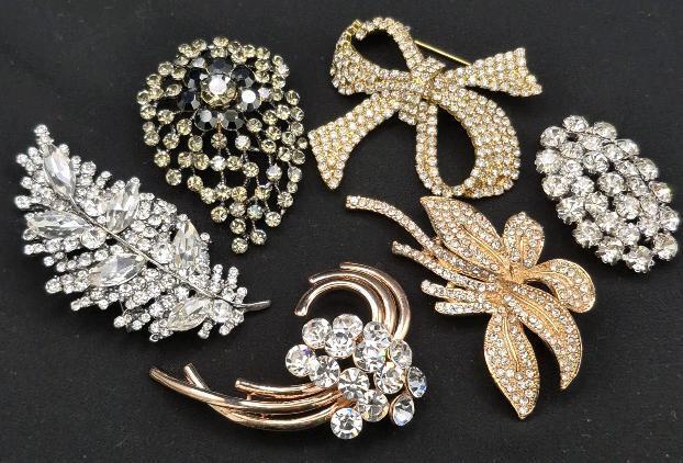6 Vintage to Modern Blinged Brooches