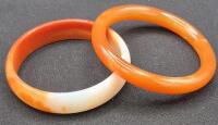 2 Vintage Goregous Glass Bangles Carnelian Style 2.75" & 3" Diameter