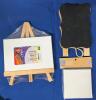 New Craftsmart 5lb Premium Plaster of Paris, Premium Oul-Based Multi-Surface Black Paint Pen, Storage Jar, Canvas on Wood Easel, 4" &times; 4" Mini White Easel, Chalkboard Mini Easel 8" & 9 Acrylic Paints - 2