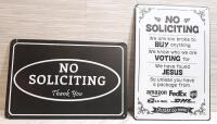 2 New "No Soliciting" Metal Signs