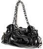 Striking Black & White 3D Flower Faux Leather Purse Handbag, 15" &times; 4" &times; 7" High - 2