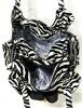 Striking Black & White 3D Flower Faux Leather Purse Handbag, 15" &times; 4" &times; 7" High - 3