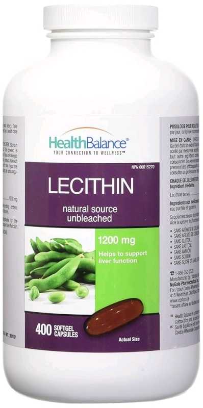 New Health Balance LECITHIN 1200mg Naturally Sourced, Unbleached, Helps Support Liver Function, 400 Softgel Capsules, EXP 03/2016