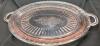 2 Vintage Pieces of Depression Glass. Platter and Divided Dish. Platter measures 23.75" across - 2