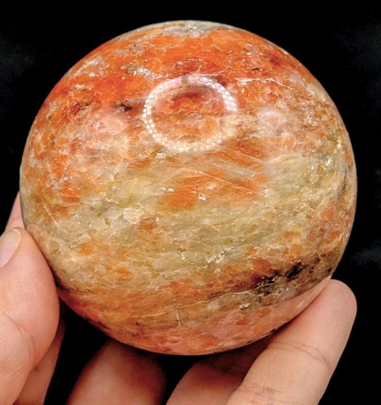 New A DROP OF CRAFT MAGICK CO Large Sunstone Sphere, Approx 2.25" Tall