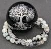 New A DROP OF CRAFT MAGICK CO Tree of Life Sphere + 2 Polished Stone Expansion Bracelets : Rainbow Moonstone & Black Rutile (One Size Fits Most)