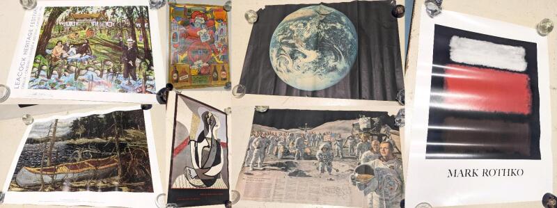 Vintage Posters incl Double-Sided Astronauts/Moon : Up to 35.75" &times; 26.5", Pin Holes, Creasing, Tears Present
