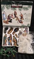 Vintage Tree Topper & String of Lights Working + Kirkland 13 Piece Nativity Set Complete