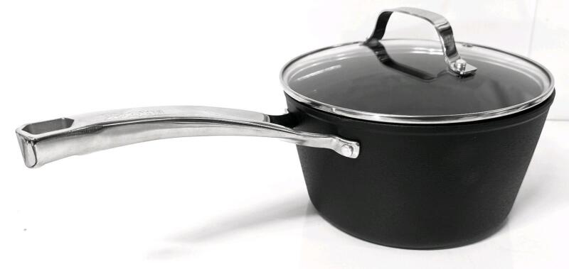 New STARFRIT Heritage THE ROCK Diamond, Metal & Utensil-Safe 8" &times; 4.45" Deep Pot With Lid | Induction Ready, Forged Aluminum Base, Oven-Safe Stainless Steel Handles, Tempered Glass Lids, Dishwasher Safe