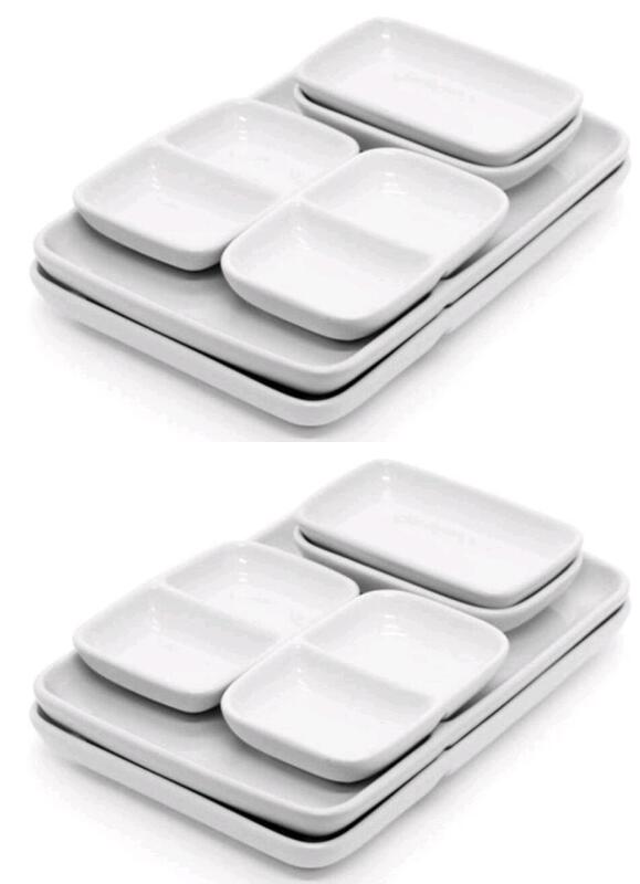 2 New 6pcs STARFRIT Oven & Dishwasher Safe Ceramic Fondue Plate, Each Set Serves 2, Retail Value $19.98