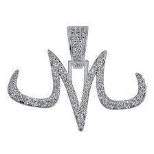 New 14k White Gold Plated with CZ stones -Iced Out Majin Pendant Mens White and Gold Finish Chains Hip Hop