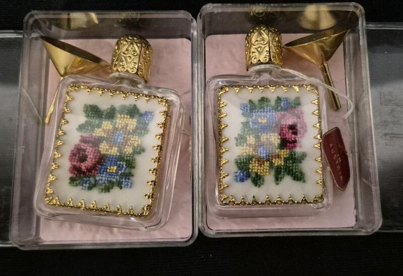 2 Vintage Petit Point Perfume Bottles