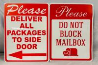 2 Decorative Metal Signs; Delivery Directions and &ldquo;Do Not Block Mailbox&rdquo; - Both 15.5&rdquo; x 12&rdquo;
