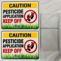 2 New Pesticide Warning Lawn Signs with Metal Pegs (12.5&rdquo; x 9.5&rdquo;)