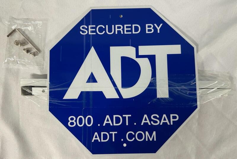 New Outdoor Metal &ldquo;Secured by ADT&rdquo; Sign with Stake and Fastenings (10&rdquo; x 10&rdquo;)