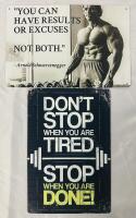 2 Decorative Metal Weightlifting Signs, Includes Arnold Schwarzenegger and Stop When You&rsquo;re Done Signs (Both 12&rdquo; x 8&rdquo;)