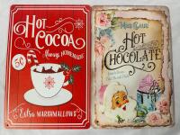 2 Decorative Metal Winter/Christmas Signs, Includes Hot Cocoa and Mrs. Claus Hot Chocolate Signs (Both 12&rdquo; x 8&rdquo;)