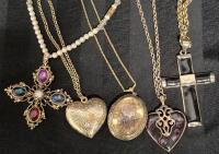 Beautiful Vintage & Modern Statement Necklaces with Chunky Pendants - Locket, Maltese Cross +