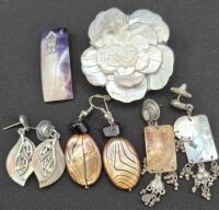 Beautiful Earrings & Brooches Shimmery (Shell?)