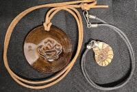 2 Unique Pendants - Fossilized Ammonite Pendant 1"