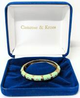 Vintage CAMROSE & KROSS Hinged Enamel Bracelet in Velvet Box, 0.4" Wide &times; 2.25" Inner Diameter