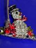 Cheerful Lovely Rhinestone Snowman Brooch Black Enamel Top Hat Textured Broom Enamel Petals with Red Rhinestones approximately 2&rsquo;&rsquo; - 6