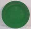 Fiestaware Green Plater & Two (2) Cups . No chips or cracks to plater . Both cups have chip on bottom edge . Plater measures 12" diameter - 2