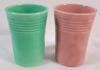 Fiestaware Green Plater & Two (2) Cups . No chips or cracks to plater . Both cups have chip on bottom edge . Plater measures 12" diameter - 5