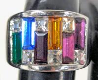 Gorgeous Size 6 18K Gold Filled Ring With Baguette & Princess-Cut Crystals