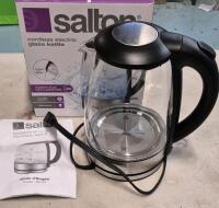 SALTON Cordless Electric Glass Kettle Blue LED - Working Retails New For $39.99