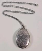 Vintage Sterling Silver Locket & Sterling Silver Chain . See Photos for Locket Size