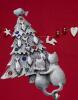 Lovely Brooch Two Cats Hugging While gazing at Fish Decorated Tree with Rhinestones 2.75&rsquo;&rsquo; Back bale for Pendant as well - 3