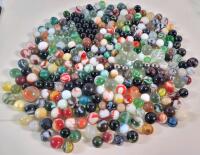 Vintage Large Lot Multi-Color Glass Marbles , Includes One (1) Uranium Glass Marble . Various Sizes , Colors , Designs & Condition