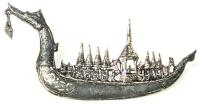 Vintage SIAM STERLING Silver Dragon Gondola Sailors Boat Brooch, 2.25" Across