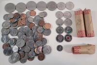 Canadian & USA Coin Lot . Canadian One Dollar Coins , Quarters and Pennies . USA Half Dollar Coins , Quarters , Dimes , Nickels and Pennies .