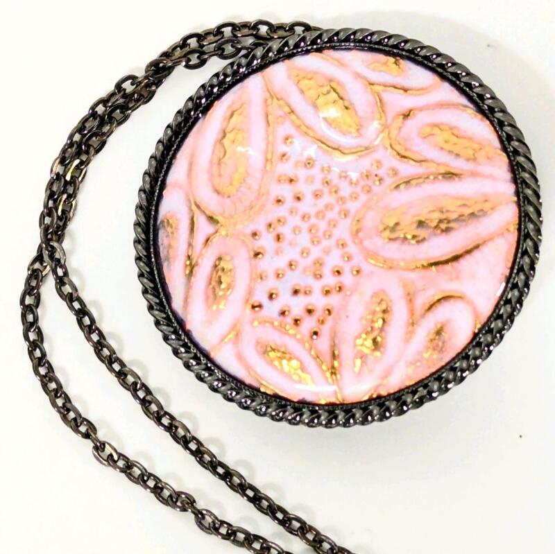 Vintage Necklace Purportedly Personally Made by NORIKO ISHIDA (Sister of Kyoko Chiba), No COA, Pendant 1.75" Diameter on 26" Long Chain