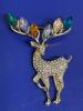 Luxury Deer Brooch with Colorful Gemstone Rhinestones - Sparkling Antlers & Gemstone-Studded Body Approximately 2 x 1.5&rsquo;&rsquo;