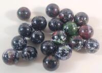 Vintage Vacor Confetti / Stardust Black Glass Marbles . 19 Marbles .