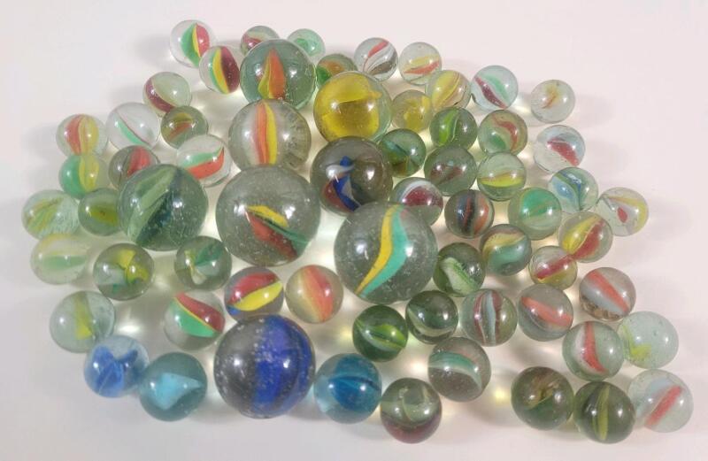Vintage Multi-Color Cats Eyes Glass Marbles .